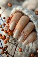 ai gerado lindo unhas com uma manicure com unha polonês foto