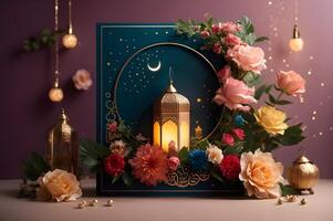 ai gerado islâmico tema. lindo fundo do Ramadã celebração. foto