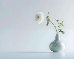 ai gerado uma branco vaso com uma solteiro branco flor dentro isto foto