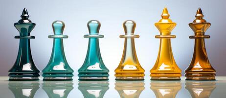 ai gerado xadrez em uma tabuleiro de xadrez, o negócio conceito do sucesso e Liderança foto