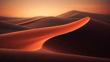 ai gerado deserto dunas às pôr do sol natureza panorama foto