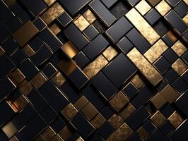 ai gerado Sombrio Preto mosaico fundo com dourado linhas arte deco luxo estilo textura foto