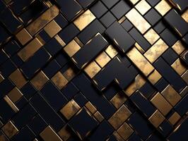 ai gerado Sombrio Preto mosaico fundo com dourado linhas arte deco luxo estilo textura foto