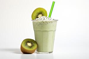 ai gerado kiwi milkshake isolado em branco fundo foto