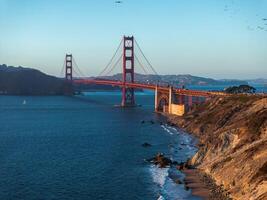 famoso dourado portão ponte, san francisco às pôr do sol, EUA foto