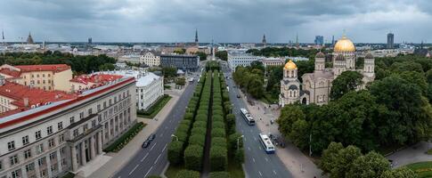 lindo aéreo riga Visão a partir de acima. foto