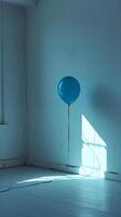 ai gerado uma balão flutuando dentro a ar dentro uma quarto foto
