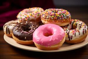 ai gerado sortido doce rosquinhas foto