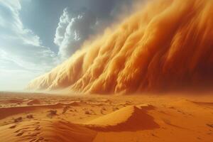 ai gerado Aproximando tempestade de areia dentro a deserto foto