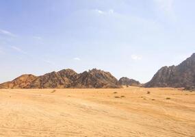 a lindo egípcio Sinai Península com amarelo areia, deserto, planaltos e Alto e magnífico montanhas, que é localizado em a fronteiras com Palestina e gaza, que contém a suez canal foto