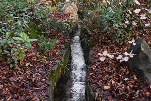 artificial curso de água calha dentro uma pedra cama dentro uma parque foto