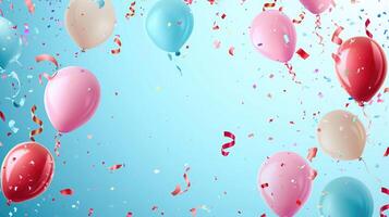 ai gerado aniversário fundo com realista balões foto