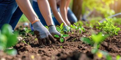 ai gerado comunidade iniciativas experiência a poder do comunidade conduziu iniciativas este esforçar para faço uma diferença. árvore plantio eventos estão a global missão para proteger nosso meio Ambiente foto