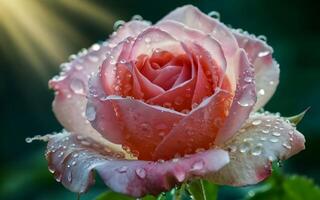 ai gerado lindo uma Rosa cor rosa dentro estúdio foto