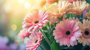 ai gerado flor Casamento decoração, lindo gerbera flor florescendo, vintage tom fundo foto