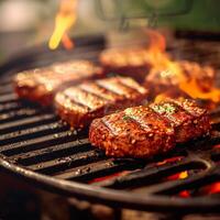 ai gerado delicioso churrasco carne chia em grade, tentador aroma preenche ar para social meios de comunicação postar Tamanho foto