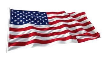 ai gerado americano bandeira acenando isolado em branco. a EUA bandeira em uma branco fundo. foto
