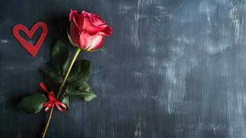 ai gerado vermelho rosa e feliz dia dos namorados dia texto em quadro-negro foto