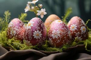 ai gerado primavera tradição grupo do decorado Páscoa ovos para celebrações foto