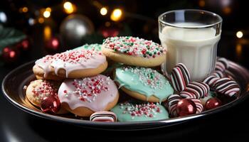 ai gerado delicioso caseiro sobremesa com chocolate e doce decoração gerado de ai foto