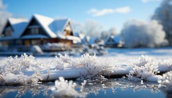 ai gerado inverno paisagem, neve coberto árvore dentro tranquilo cena gerado de ai foto