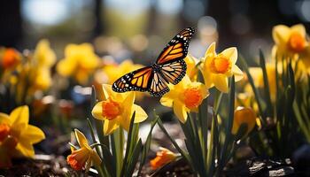 ai gerado vibrante amarelo flor dentro natureza, fechar acima beleza gerado de ai foto