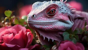 ai gerado fofa lagarto olhando às Câmera dentro tropical floresta gerado de ai foto