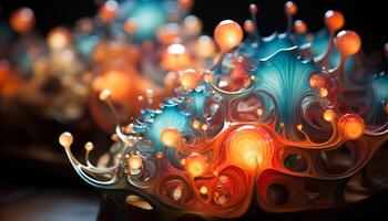 ai gerado abstrato decoração dentro vibrante cores cria brilhando fractal gerado de ai foto