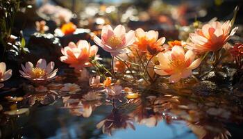 ai gerado fechar acima do uma vibrante amarelo lótus flor gerado de ai foto