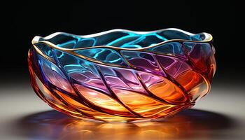 ai gerado vibrante cores refletir dentro brilhante vidro tigela gerado de ai foto