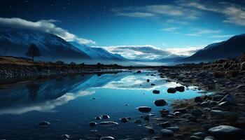 ai gerado majestoso montanha pico reflete tranquilo beleza dentro natureza gerado de ai foto