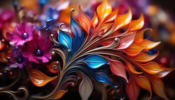 ai gerado abstrato floral padronizar dentro vibrante cores, elegante e moderno gerado de ai foto
