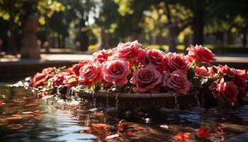 ai gerado frescor e beleza dentro natureza, Rosa flor flores gerado de ai foto