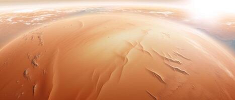 ai gerado uma Visão do a deserto planeta horizonte a partir de espaço foto