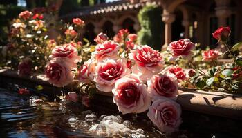 ai gerado frescor e beleza dentro natureza, Rosa flor Flor gerado de ai foto