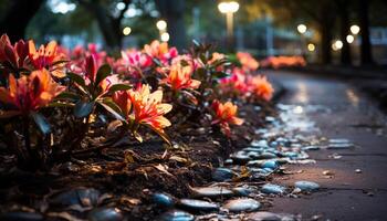 ai gerado vibrante colori flores flor dentro natureza jardim gerado de ai foto