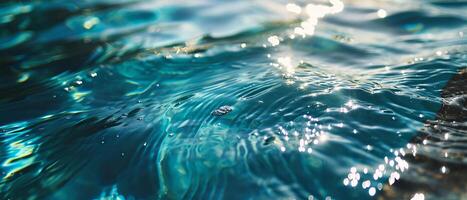ai gerado luz solar danças em a ondulando turquesa águas do uma sereno piscina foto