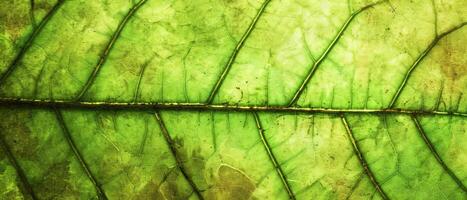 ai gerado uma macro tiro capturando a complexo rede do veias dentro uma verde folha, destacando a textura e padrões do natureza foto