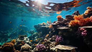 ai gerado embaixo da agua recife peixe dentro natureza tropical clima gerado de ai foto