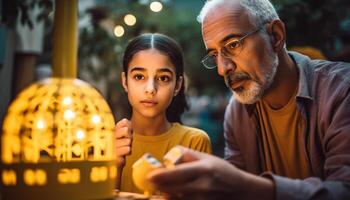 ai gerado uma feliz família a comemorar Natal, amor e união dentro de casa gerado de ai foto