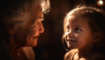 ai gerado sorridente criança traz felicidade para família, amor e alegre estilos de vida gerado de ai foto