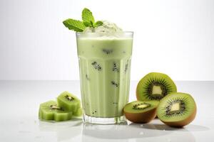 ai gerado kiwi milkshake isolado em branco fundo foto