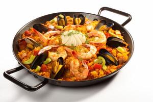 ai gerado paella espanhol Comida clipart foto