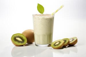 ai gerado kiwi milkshake isolado em branco fundo foto