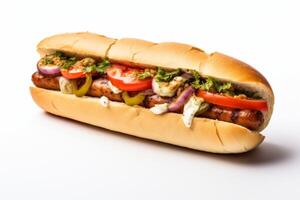 ai gerado uma linguiça sanduíche ilustração foto