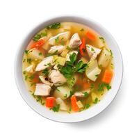 ai gerado frango sopa com legumes fechar-se foto