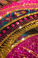 ai gerado vibrante Rosa glamour tradicional Ancara Dashiki tecido com espumante brilhar acentos dentro uma à moda foto