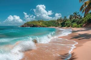 ai gerado lindo tropical turquesa oceano de praia profissional fotografia foto