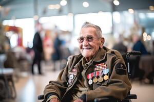 ai gerado uma veterano às feriado cerimônia foto