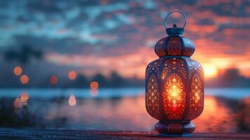 ai gerado lâmpadas para Ramadã foto